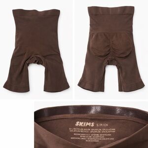 SKIMS Seamless Sculpt High Waist Mid Thigh Short Brown S/P